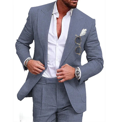 S-4XL Men Suits Prom Tuxedo Slim Fit 2 Piece Groom Wedding Suits for Men Custom Blazer 2 Pieces (jacket+pant)