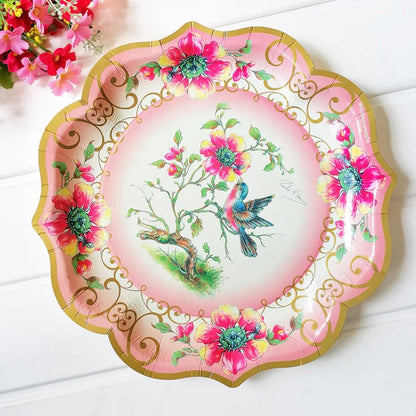 Retro Floral Chinese Style Blue and White Porcelain Paper Plate Party Plates Wedding Lace Dish Disposable Plate 1PC Tablecloth Good Vibrations