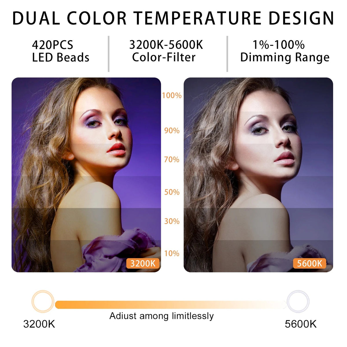 Match Make up Mirror and Remote Shutter 26inch Big Led Ring Light for Camera/Smartphone/YouTube/TikTok/Self-Portrait Shooting Good Vibrations