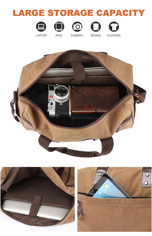 Canvas Briefcase Bags for Men Shoulder Bag Business Laptop Messenger Bags Good Vibrations