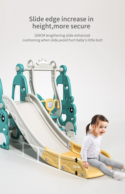 6 in 1 Indoor Playground Set for Children HDPE/PE Swing and Slide Toys Baby Playhouse with Indoor Slide and Swing Features Good Vibrations