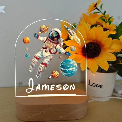 Space Astronaut Night Lamp Personalized Baby Birthday Gift Night Light Present for Birthday New Year Christmas Good Vibrations