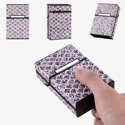 Luxury Design Kacone cigarette holder box, purple leather pattern, 20-piece capacity.