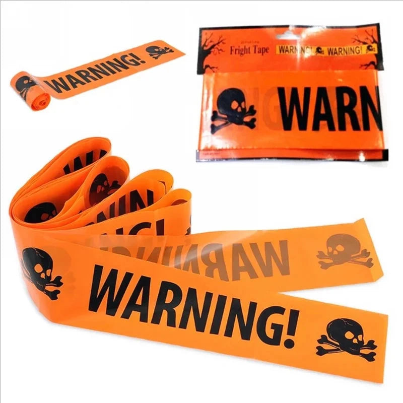 NEW 1PC Halloween Props Window Prop Warning line Plastic Skull Head Warning Tape Signs Halloween Decoration Witch Balloons lot Good Vibrations