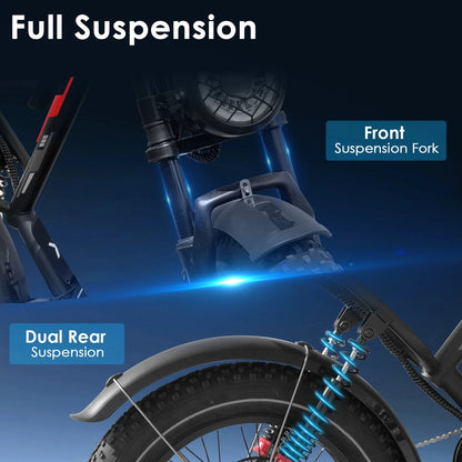 Free Shipping in US Electric Bike S8 1000W Powerful Motor 48V 17.5AH 20 Inch Fat Tire City Bike for Adult Commuting Urban E Bike Good Vibrations