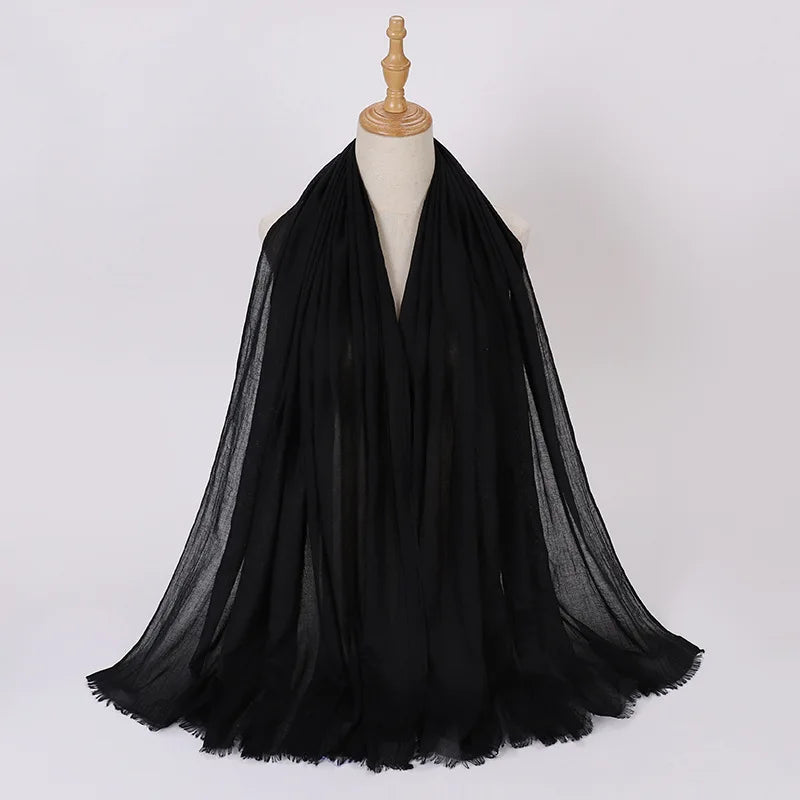 High Quality Viscose Cotton Hijab Shawls Plain Tassels Polyester Veils for Hijab Ladies Good Vibrations