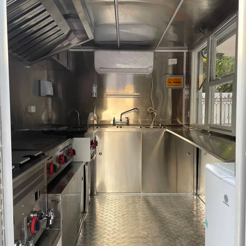 Complete Mobile Food Cart Fully Equipped Kitchen for Snack Catering Towable Food Trailer Good Vibrations