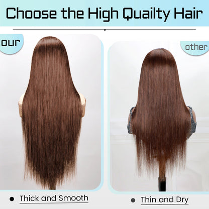Wholesale Sale 30 Inches Brown Hair Wigs 13*6 Lace Frontal Straight Hair Wig 180% Density Human Hair Pre Plucked with Baby Hair Good Vibrations