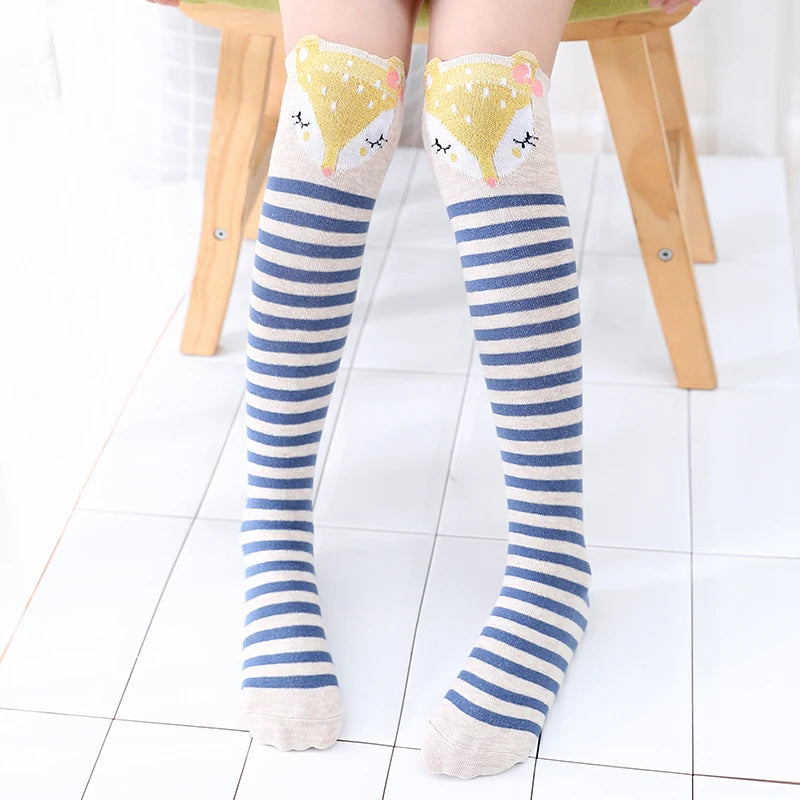 toddler child high knee Socks Three-dimensional cute Cartoon fox cat unicorn Cotton Over knee kids baby girls Sock Spring Autumn Good Vibrations