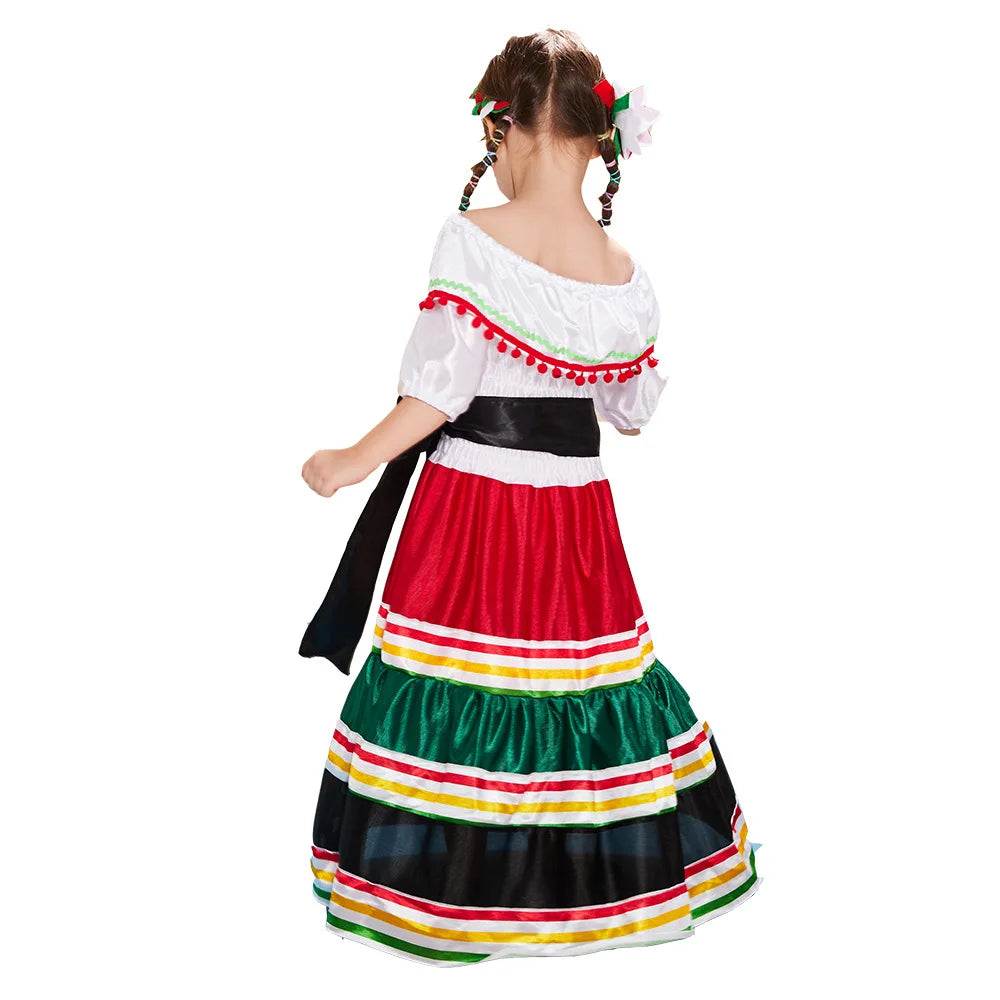 Wholesale Cinco De Mayo Halloween Costume Carnival Girls Dress Spanish Brazil Dance Costume TRAD-003 Good Vibrations