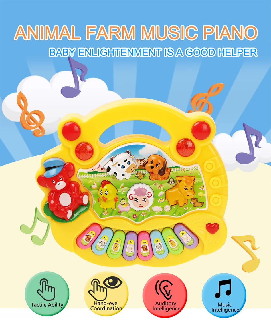 Baby Musical Toy with Animal Sound Kids Piano Keyboard Electric Flashing Music Instrument Early Educational Toys for Children Good Vibrations