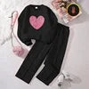 Hot Girls Suit Autumn and Winter New Children's Love Long-Sleeved Sweater Casual Trousers Thin Velvet Two-Piece Set Good Vibrations