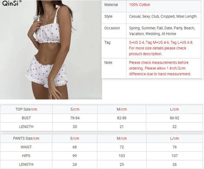 QINSI Summer Sexy Pajamas for Women Set Cotton Print Sleeveless Soft Short Top Shorts 2 Piece Set Women Sexy Women Underwear Good Vibrations