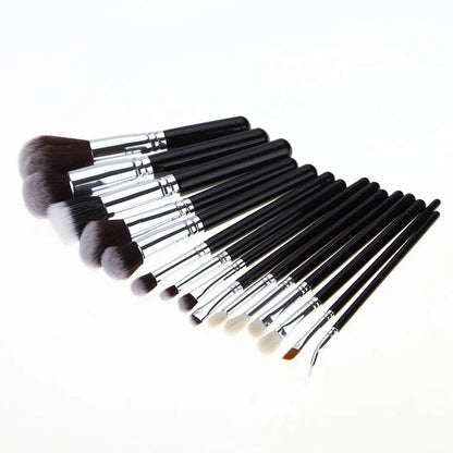 HMU Dropship Reseller Factory Brand 15pcs Custom Soft Black Sliver Make up Brush Set Vendor Other Makeup Brushes Good Vibrations