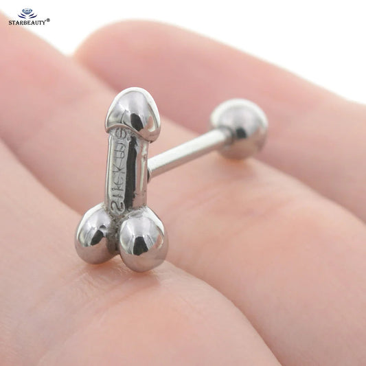 Starbeauty 14G Sexy Genital Tongue Piercing Barbell Tongue Rings Surgical Stainless Steel Bars Tounge Ring Women Body Jewelry Good Vibrations