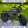 USA Warehouse HCBK-SS10 Original 60V50AH Black Warrior Electric Bike, New LED Armor, 130km Long Range Electric Bike Good Vibrations