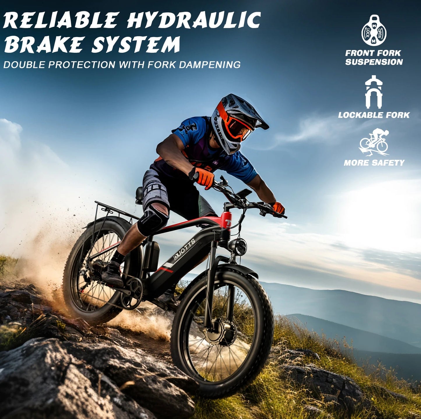 US Free Shipping DUOTTS F26 E Bike Electric Bicycle Mountain Ebike 48V 20AH Dual Motors 26inch Fat Tire Electric Bike for Adults Good Vibrations