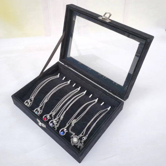 Black Jewelry Box Bracelet box necklace box arched small box display box flannel cover jewelry storage box Good Vibrations