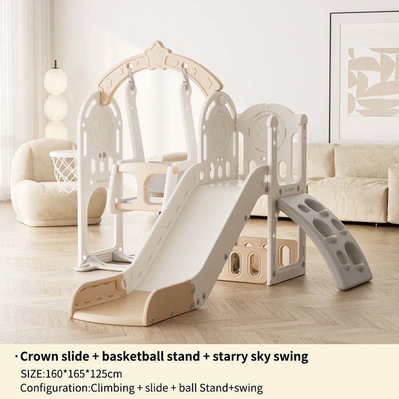 Feelbaby White Plastic Indoor Playground Set Swings Slide for Kids Home Garden Use-PE Material for Educational Shopping Mall Use Good Vibrations