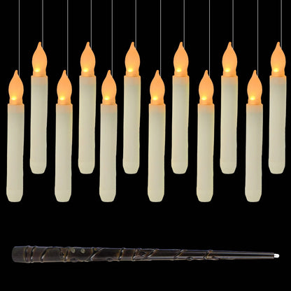 Flameless Candles with Magic Wand Remote Floating Candles Battery Operated Hanging Window Candles for Christmas Halloween Decor Good Vibrations
