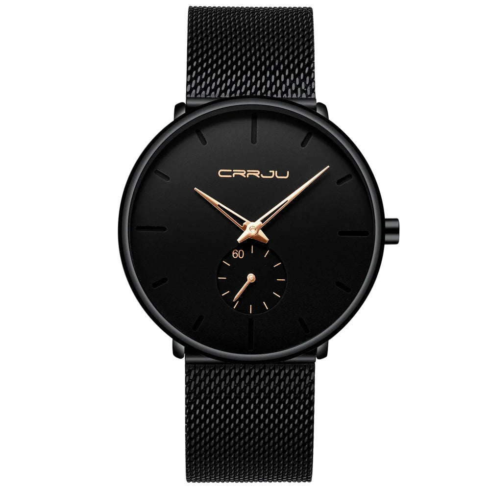 Men Watch CRRJU Watch Women Quartz Dress Watch for Men Dress Watches Fashion Unisex Ultra Thin Wristwatch Relojes Para Hombre Good Vibrations