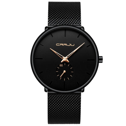 Men Watch CRRJU Watch Women Quartz Dress Watch for Men Dress Watches Fashion Unisex Ultra Thin Wristwatch Relojes Para Hombre Good Vibrations