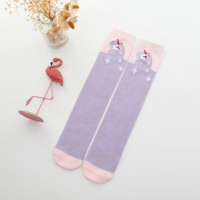 toddler child high knee Socks Three-dimensional cute Cartoon fox cat unicorn Cotton Over knee kids baby girls Sock Spring Autumn Good Vibrations