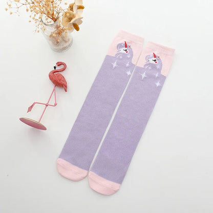 toddler child high knee Socks Three-dimensional cute Cartoon fox cat unicorn Cotton Over knee kids baby girls Sock Spring Autumn Good Vibrations