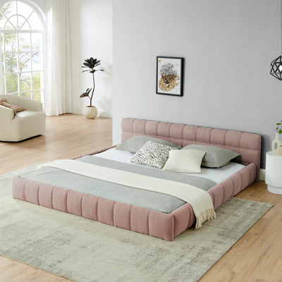 European Modern Style Tufted Queen King Size Bed frame Low Height Floor Bed Base Platform Bed