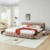 Modern Tufted Upholstered Wood Bed Frame with Storage Drawers Soft Bedroom Furniture Good Vibrations