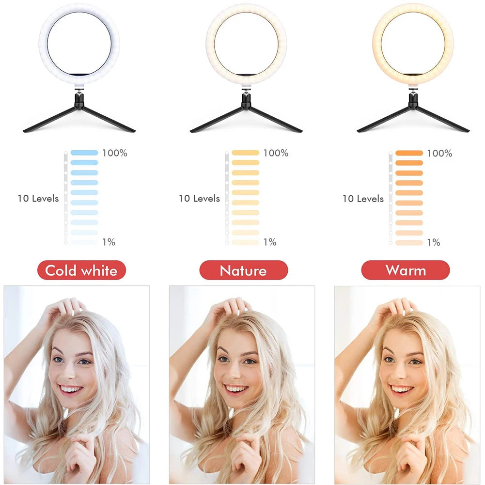 26cm LED Selfie Ring Lamp Photographic Selfie Ring Lighting USB Remote Fill light For Tiktok Video Live with Phone Holder Tripod Good Vibrations Adult Super Store