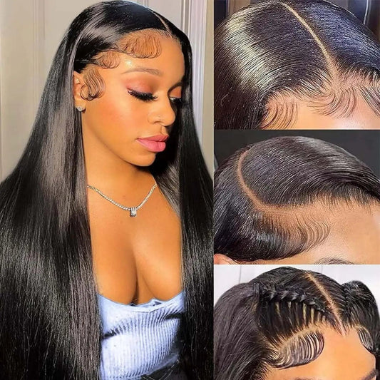 Raw Vietnamese Straight Human Hair Wigs 100% Virgin Hair Bleached Knots 4x4 Lace Closure Wigs for Women 250% Density Melt Skin Good Vibrations