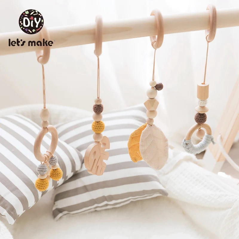 Baby Toys Wooden Play Gym Toys Nordic Baby Room Decor Wood Nursery Sensory Toy Gift Infant Room Clothes Rack Accessories Rattles Good Vibrations