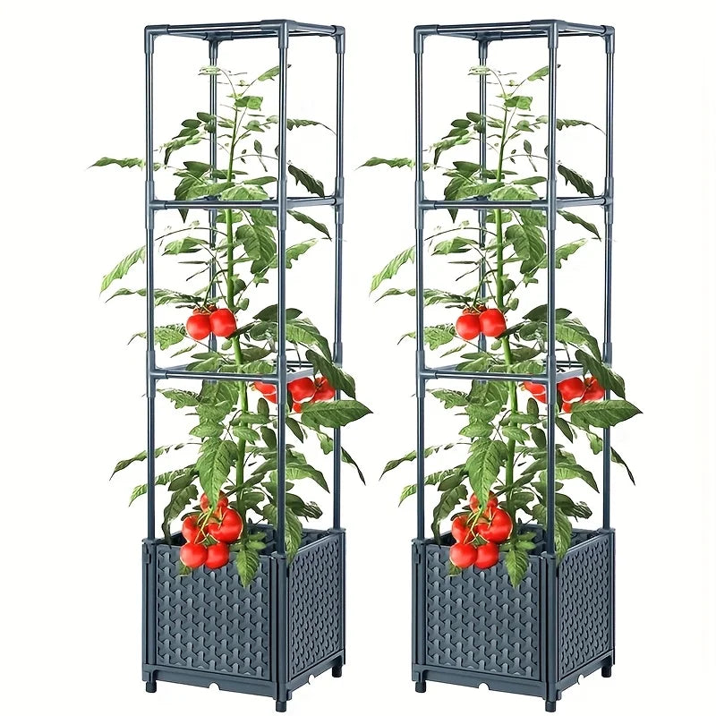 2-pack Tomato Planter Box with Lattice Frame Garden Bed Planter Box Self-watering Cucumber Terrace Good Vibrations