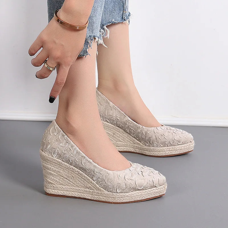 Fashion High Heels Women Wedges Shoes Elegant Ladies Party Shoes Brand Women Pumps Retro Woman Wedge Heel 8cm A3800 Good Vibrations