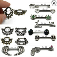 1Pair Flower Charming Nipple Rings For Women Body Piercing Jewelry Nipple Piercing Heart Barbell 14G Nipple Shield Good Vibrations Adult Super Store