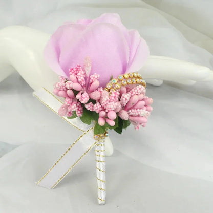 Meldel Wedding Corsages and Boutonnieres Artificial Roses Silk Groom Boutonniere Flower Groomsman Buttonhole Mariage Accessories Good Vibrations