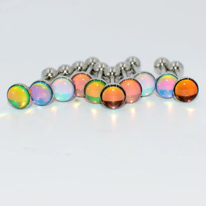 1PC Surgical Steel Tongue Barbell Ring Tongue Piercing Tongue Rings Flash Film Bling Bling Helix Stud New Body Piercing Jewelry Good Vibrations