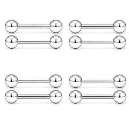 6PCS Stainless Steel Glorious Tongue Ring Bulk 14G Nipple Piercing Bar Lot Glitter Tongue Piercing Set Barbell Piercing Jewelry Good Vibrations Adult Super Store
