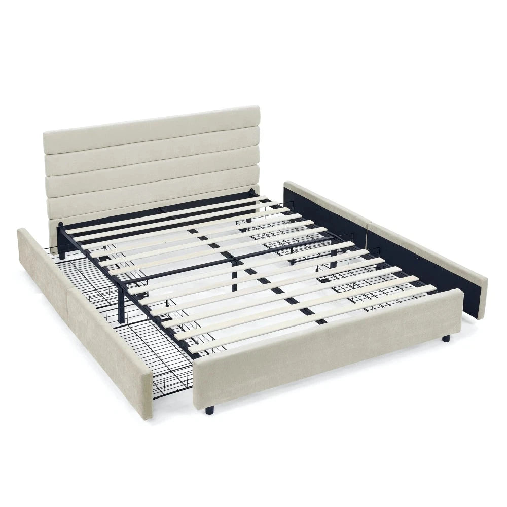Queen Size Cushioned Bed Comfortable Cushionedbed Frame Headboard and Solid Bed Frame Good Vibrations