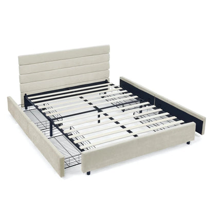 Queen Size Cushioned Bed Comfortable Cushionedbed Frame Headboard and Solid Bed Frame Good Vibrations