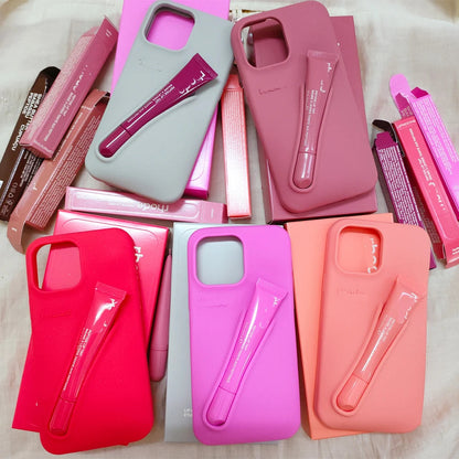 1:1 Top Quality Rhod Portable Lip Gloss Holder Case for iPhone 15 16 Pro Max 14 13 12 11 Lipstick Soft Silicone Lip Balm Cover Good Vibrations