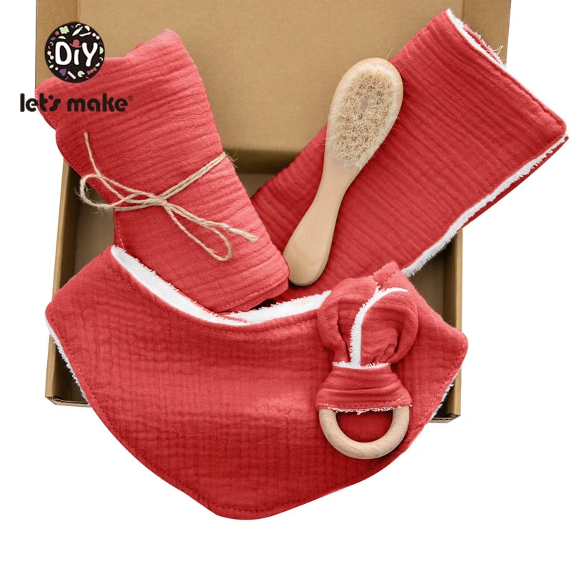 Let's Make Baby Bath Toy Set Double Sided Cotton Blanket Saliva Towel Rabbit Bracelet Toys Baby Bath Gift Products For Kids Good Vibrations
