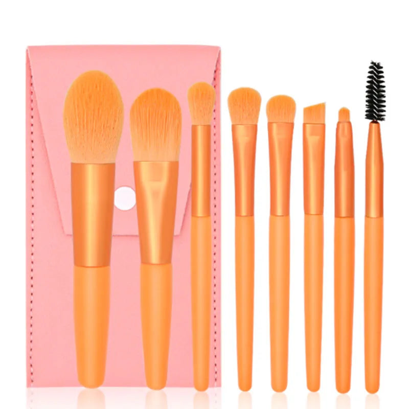 8pcs Macaron Makeup Brushes Set Eye Shadow Foundation Tool 8pcs Mini Travel Portable Cute Makeup Brush for Kids with Zipper Bag Good Vibrations
