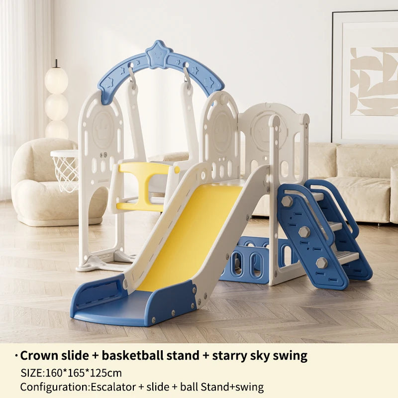 Feelbaby White Plastic Indoor Playground Set Swings Slide for Kids Home Garden Use-PE Material for Educational Shopping Mall Use Good Vibrations