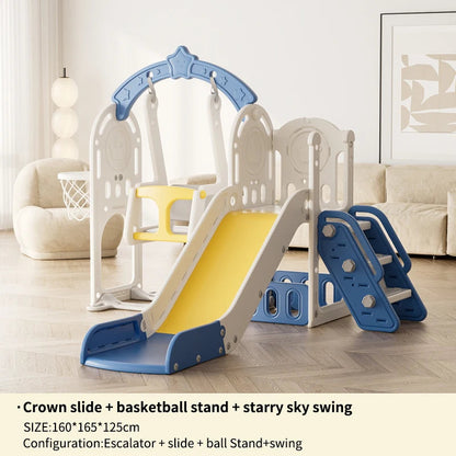 Feelbaby White Plastic Indoor Playground Set Swings Slide for Kids Home Garden Use-PE Material for Educational Shopping Mall Use Good Vibrations