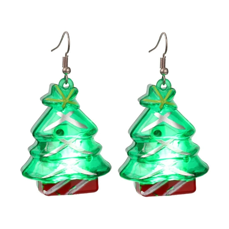 ANGELADY Glow in the Dark Dangle Earrings Christmas Tree Pendant Jewelry Party Novelty LED Light Up Flashing Earrings Good Vibrations