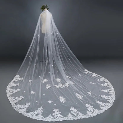 Wholesale Wedding Accessory One-Layer Veils With Lace Flower Bridal Veils 3M 4M 5M Soft Tulle Wedding Veil Good Vibrations