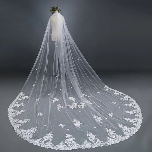 Wholesale Wedding Accessory One-Layer Veils With Lace Flower Bridal Veils 3M 4M 5M Soft Tulle Wedding Veil Good Vibrations