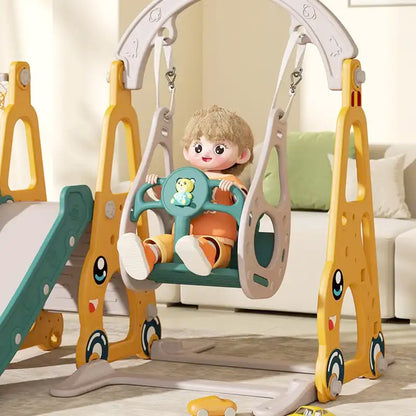 Children Outdoor Wood Playground Playhouse Swings Set Swing and Slide for Kids Good Vibrations